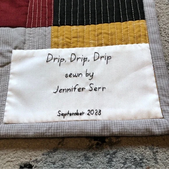 Handmade OOAK 18” square Quilted wall hanging - “Drip, Drip, Drip” by me